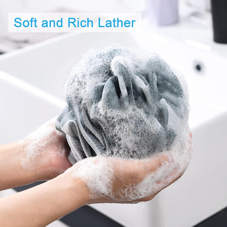 AmazerBath Colorful Bath Loofah Sponges, Set of 4 in Pink, product gallery view highlighting the design and finish.