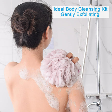 AmazerBath Colorful Bath Loofah Sponges, Set of 4 in Pink, product gallery view highlighting the design and finish.