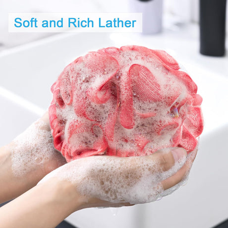 AmazerBath Colorful Bath Loofah Sponges, Set of 4 in Sunset, product gallery view highlighting the design and finish.