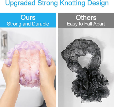 AmazerBath Colorful Bath Loofah Sponges, Set of 4 in Sunset, product gallery view highlighting the design and finish.