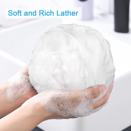 AmazerBath Colorful Bath Loofah Sponges, Set of 4 in White, product gallery view highlighting the design and finish.