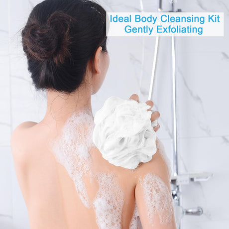 AmazerBath Colorful Bath Loofah Sponges, Set of 4 in White, product gallery view highlighting the design and finish.