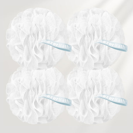 AmazerBath Colorful Bath Loofah Sponges, Set of 4 in White, main product image showing the selected variant.