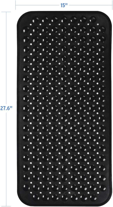 AmazerBath Non-Slip Bathtub Mat, 27.6 x 15 Inches in Black, product gallery view highlighting the design and finish.