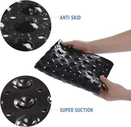 AmazerBath Non-Slip Bathtub Mat, 27.6 x 15 Inches in Black, product gallery view highlighting the design and finish.