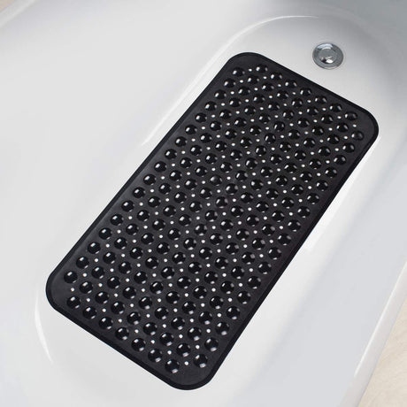 AmazerBath Non-Slip Bathtub Mat, 27.6 x 15 Inches in Black, product gallery view highlighting the design and finish.