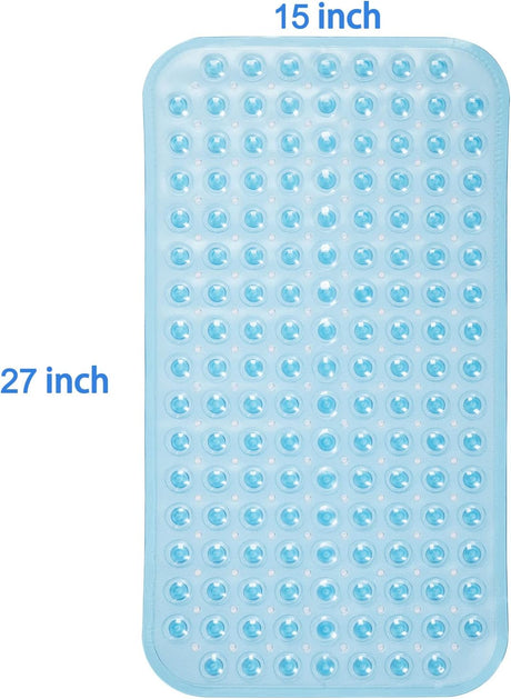AmazerBath Non-Slip Bathtub Mat, 27.6 x 15 Inches in Clear Blue, product gallery view highlighting the design and finish.