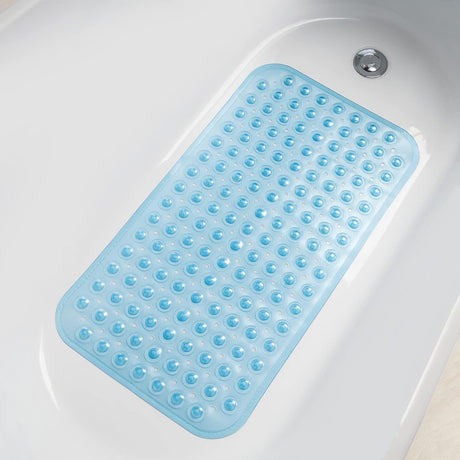 AmazerBath Non-Slip Bathtub Mat, 27.6 x 15 Inches in Clear Blue, product gallery view highlighting the design and finish.