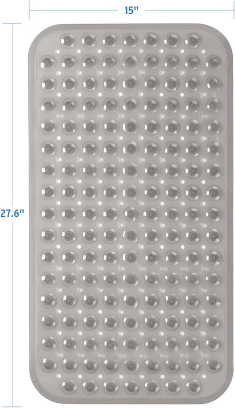 AmazerBath Non-Slip Bathtub Mat, 27.6 x 15 Inches in Clear Grey, product gallery view highlighting the design and finish.