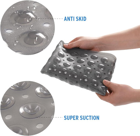 AmazerBath Non-Slip Bathtub Mat, 27.6 x 15 Inches in Clear Grey, product gallery view highlighting the design and finish.