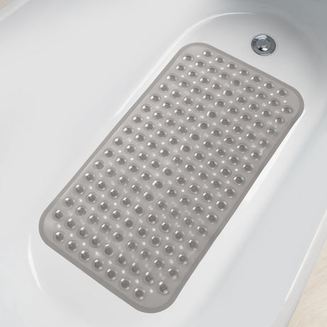 AmazerBath Non-Slip Bathtub Mat, 27.6 x 15 Inches in Clear Grey, product gallery view highlighting the design and finish.