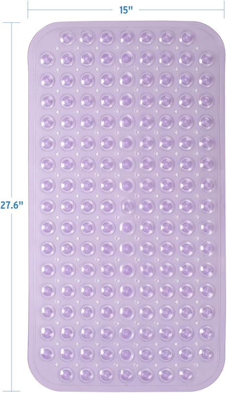 AmazerBath Non-Slip Bathtub Mat, 27.6 x 15 Inches in Clear Purple, product gallery view highlighting the design and finish.