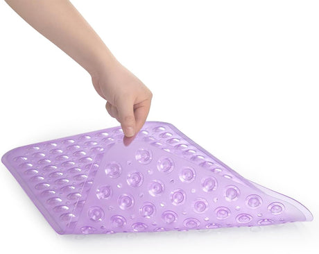 AmazerBath Non-Slip Bathtub Mat, 27.6 x 15 Inches in Clear Purple, product gallery view highlighting the design and finish.