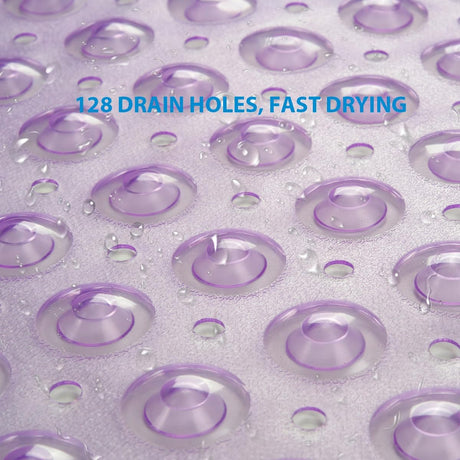 AmazerBath Non-Slip Bathtub Mat, 27.6 x 15 Inches in Clear Purple, product gallery view highlighting the design and finish.