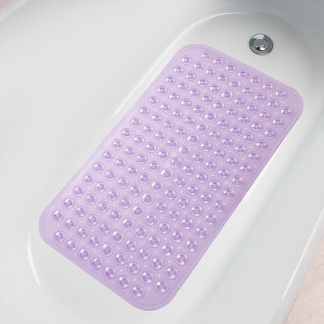 AmazerBath Non-Slip Bathtub Mat, 27.6 x 15 Inches in Clear Purple, product gallery view highlighting the design and finish.