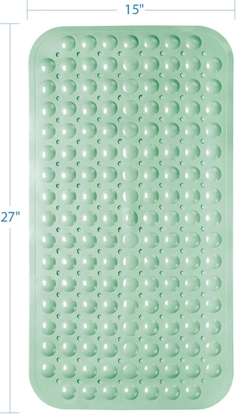 AmazerBath Non-Slip Bathtub Mat, 27.6 x 15 Inches in Mint Green, product gallery view highlighting the design and finish.