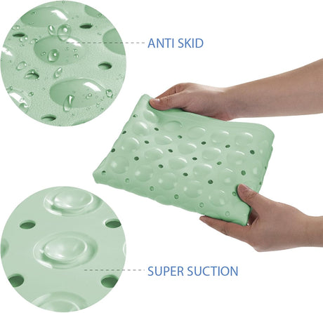 AmazerBath Non-Slip Bathtub Mat, 27.6 x 15 Inches in Mint Green, product gallery view highlighting the design and finish.