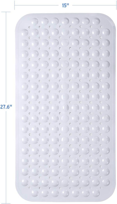 AmazerBath Non-Slip Bathtub Mat, 27.6 x 15 Inches in White, product gallery view highlighting the design and finish.