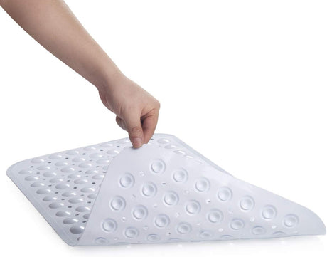 AmazerBath Non-Slip Bathtub Mat, 27.6 x 15 Inches in White, product gallery view highlighting the design and finish.