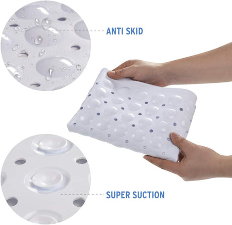 AmazerBath Non-Slip Bathtub Mat, 27.6 x 15 Inches in White, product gallery view highlighting the design and finish.
