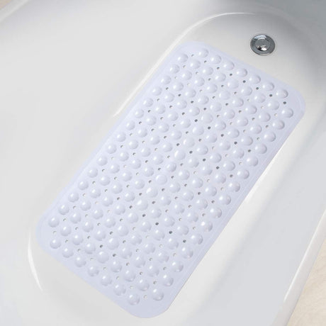 AmazerBath Non-Slip Bathtub Mat, 27.6 x 15 Inches in White, product gallery view highlighting the design and finish.