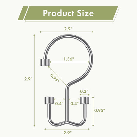 AmazerBath chrome cylindrical metal shower curtain hook dimensions for curtains and liners.