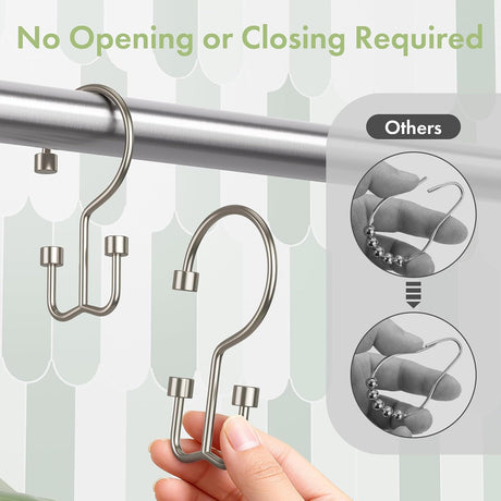 AmazerBath nickel cylindrical metal shower curtain hook with an open design for quick hanging.