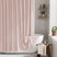 AmazerBath Colorful Farmhouse Shower Curtain with Tassels in Pink, product gallery view highlighting the design and finish.