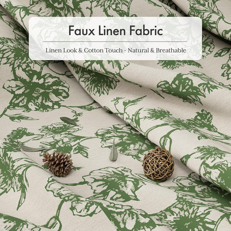 AmazerBath Floral Farmhouse Shower Curtain with Tassels in Sage Green, product gallery view highlighting the design and fi...