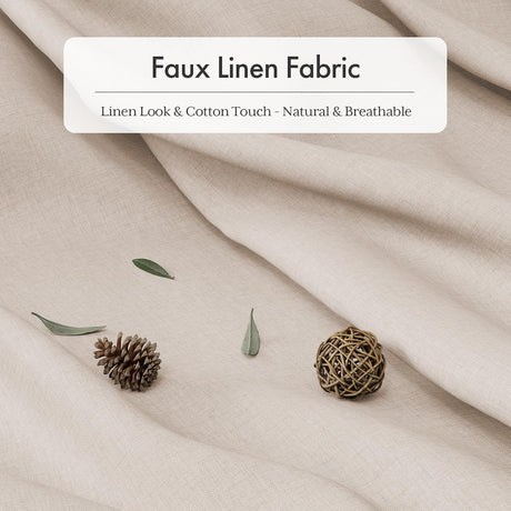 AmazerBath Neutral Farmhouse Shower Curtain with Side Tassels in Natural, product gallery view highlighting the design and...