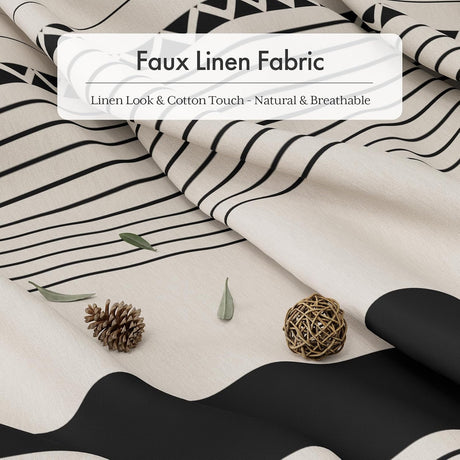 AmazerBath Striped Farmhouse Shower Curtain with Tassels in Black, product gallery view highlighting the design and finish.