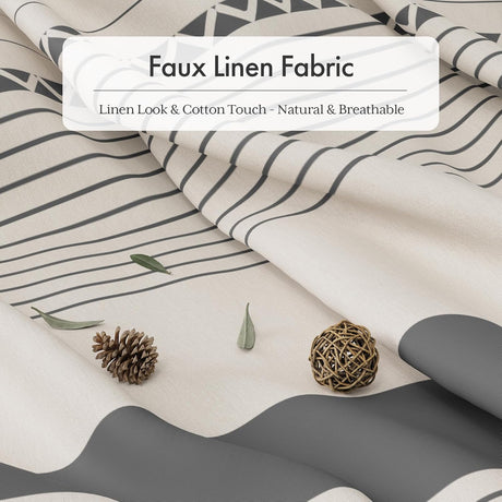 AmazerBath Striped Farmhouse Shower Curtain with Tassels in Grey, product gallery view highlighting the design and finish.