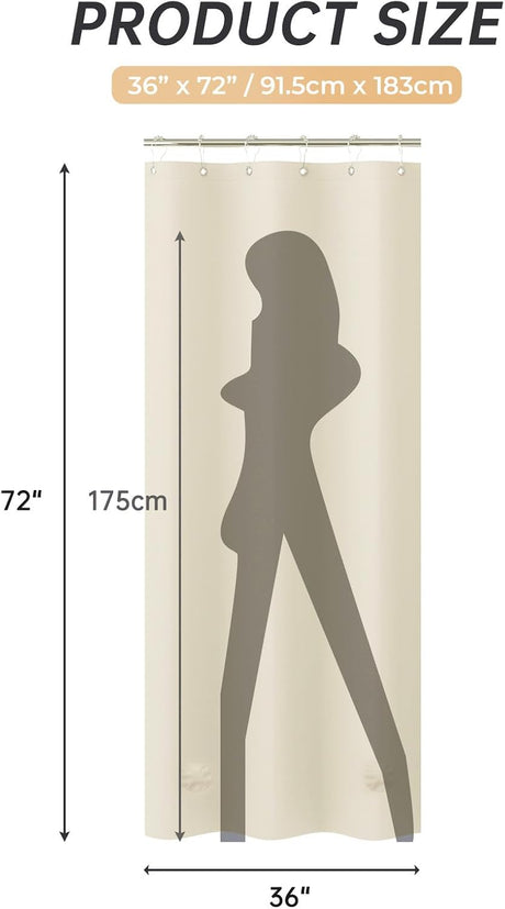 AmazerBath heavy duty 8G PEVA shower curtain liner in Beige, 36"W x 72"L, shown as a waterproof weighted liner.