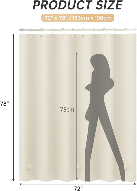 AmazerBath heavy duty 8G PEVA shower curtain liner in Beige, 72"W x 78"L, shown as a waterproof weighted liner.