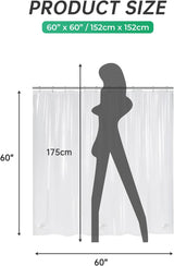 AmazerBath heavy duty 8G PEVA shower curtain liner in Clear, 60"W x 60"L, shown as a waterproof weighted liner.