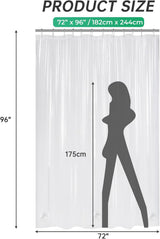 AmazerBath heavy duty 8G PEVA shower curtain liner in Clear, 72"W x 96"L, shown as a waterproof weighted liner.