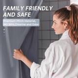 AmazerBath heavy duty 8G PEVA shower curtain liner in Dark Grey, highlighting peva material details.