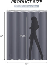AmazerBath heavy duty 8G PEVA shower curtain liner in Dark Grey, highlighting waterproof details.