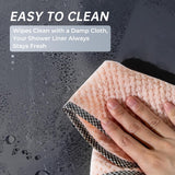 AmazerBath heavy duty 8G PEVA shower curtain liner in Dark Grey, highlighting weighted stones details.