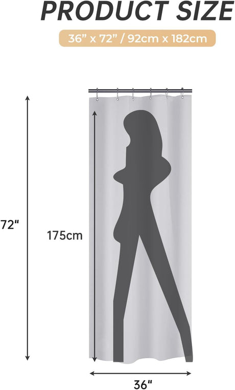 AmazerBath heavy duty 8G PEVA shower curtain liner in Grey, 36"W x 72"L, shown as a waterproof weighted liner.