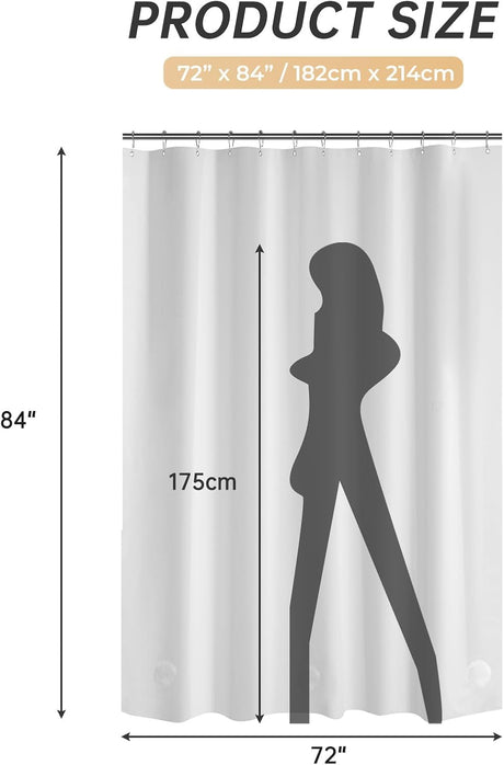 AmazerBath heavy duty 8G PEVA shower curtain liner in White, 72"W x 84"L, shown as a waterproof weighted liner.