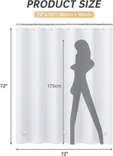 AmazerBath heavy duty 8G PEVA shower curtain liner in White, highlighting waterproof details.