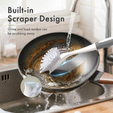 AmazerBath Kitchen Scrub Brush Set with Straw Brushes, 4-Piece in Black-Grey, product detail image.