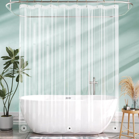 AmazerBath Clear lightweight PEVA shower curtain liner, 72 x 80 inches