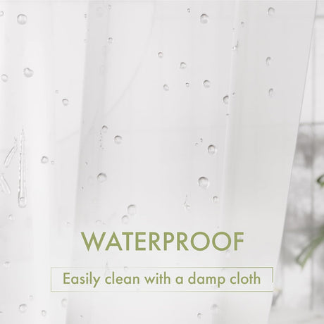 Water beading on the waterproof frosted Lightweight PEVA Shower Curtain Liner.