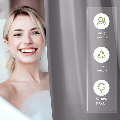 AmazerBath Grey lightweight PEVA shower curtain liner