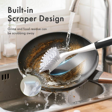 AmazerBath Black-Black long-handle kitchen dish brushes, product gallery image showing design details and features.
