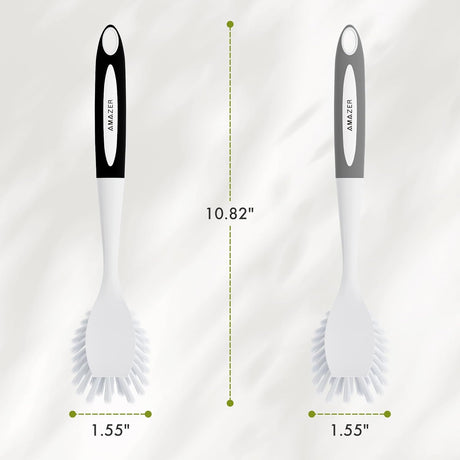 AmazerBath Black-Grey long-handle kitchen dish brushes, product gallery image showing design details and features.