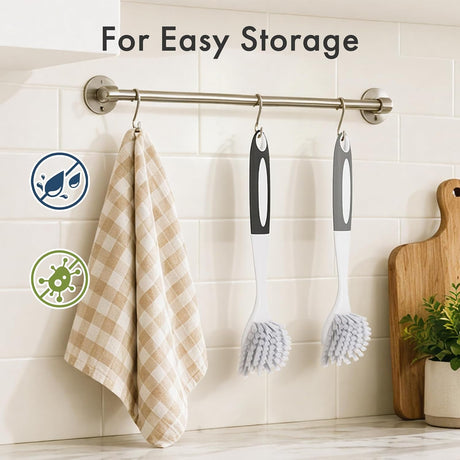 AmazerBath Black-Grey long-handle kitchen dish brushes, product gallery image showing design details and features.