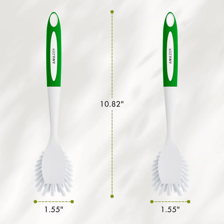 AmazerBath Green-Green long-handle kitchen dish brushes, product gallery image showing design details and features.